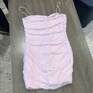 SHEIN Pink Ruched Spaghetti Strap Girls Formal Dress